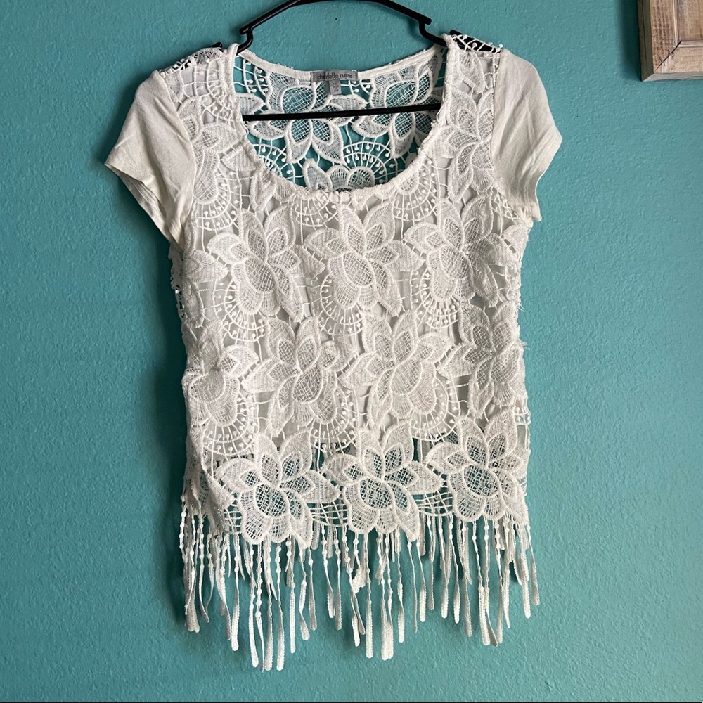 Floral White Charlotte Russe Blouse XS